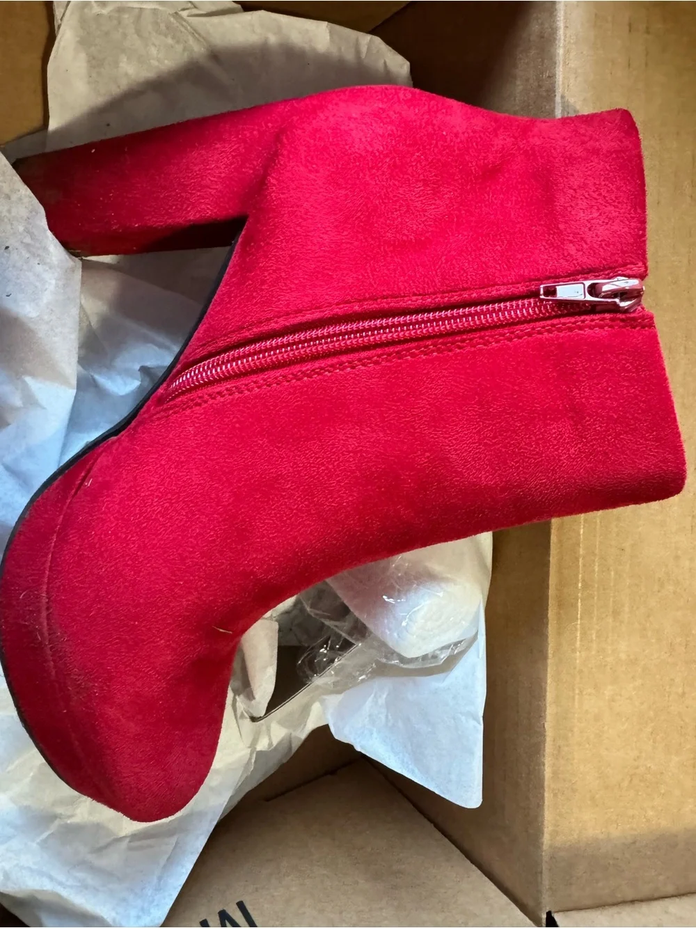 Dream Pairs Red Suede Platform Ankle Booties